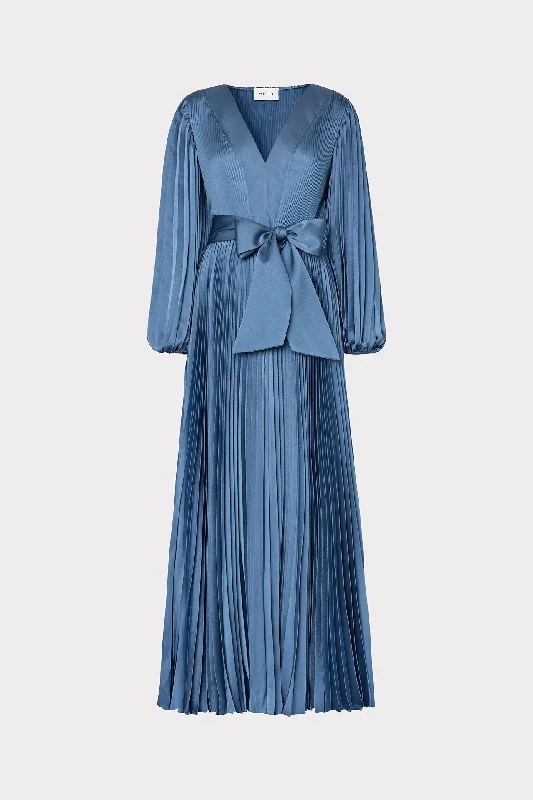 Casual weekend dresses -Nadie Pleated Satin Maxi Dress