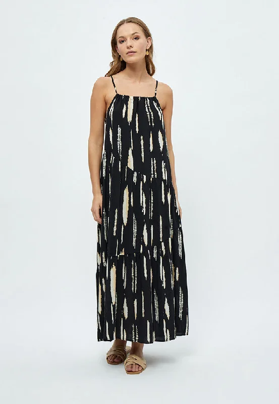 Dresses with bow tie detail -Nalia Maxi Dress - Warm Sand Print