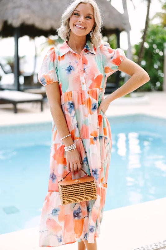 Flowy summer dresses -Need You More Green Abstract Floral Midi Dress