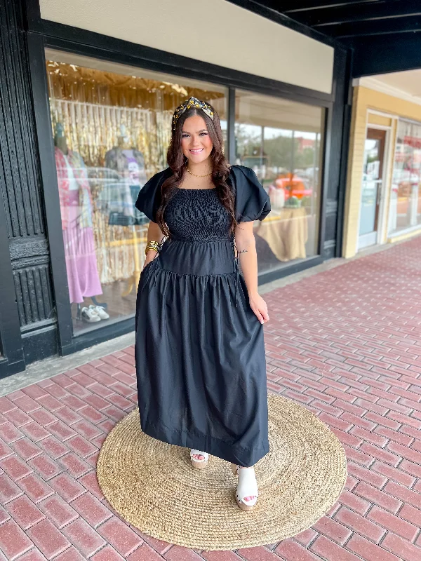 Boho style maxi dresses -Night On The Town Dress-Black