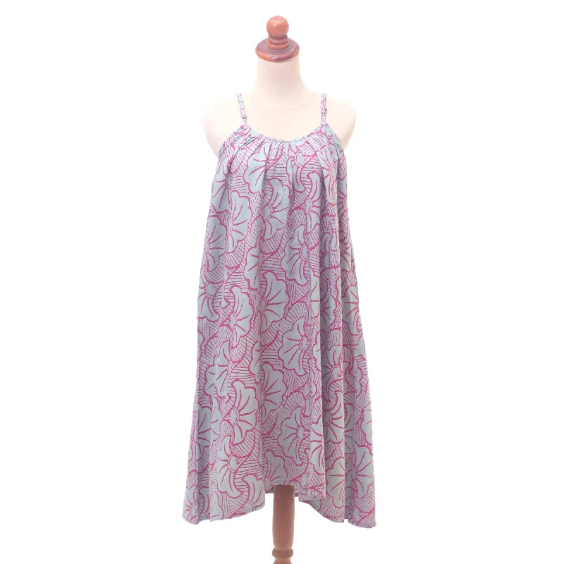 Casual dresses for brunch -NOVICA Rayon batik sundress Gingko Leaf