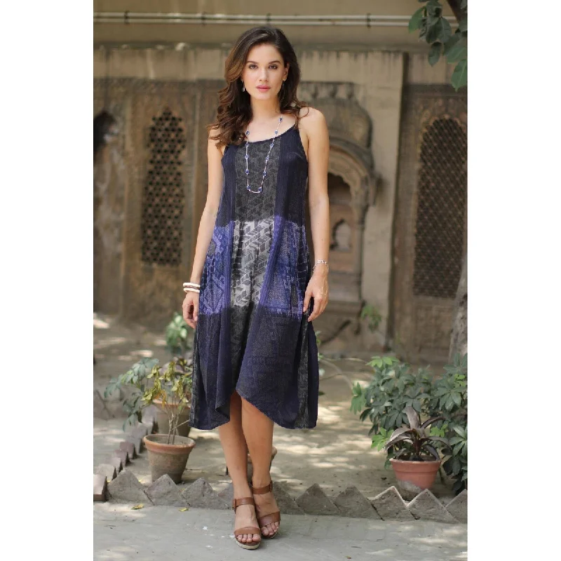 Comfortable maxi dresses -NOVICA Rayon sundress Blue Fusion