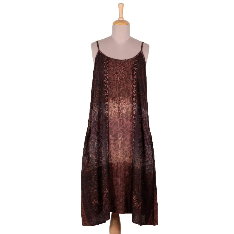 Mini dresses for women -NOVICA Russet Fusion Rayon sundress