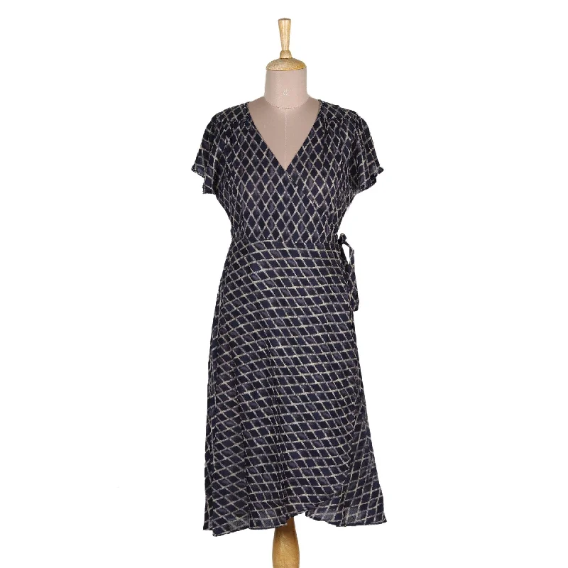 Casual chic maxi dresses -NOVICA Viscose wrap dress Creative Fusion in Indigo