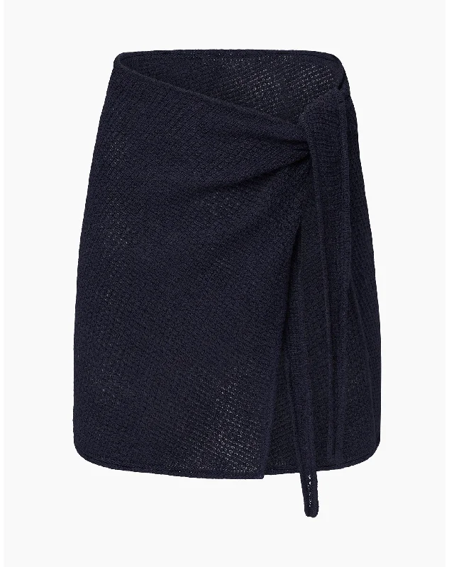 Dresses with chiffon details -Linen Knit Mini Sarong | Deep Navy