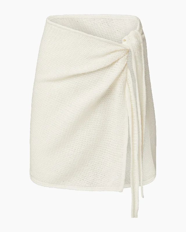 Dresses for formal holiday dinners -Linen Knit Mini Sarong | White