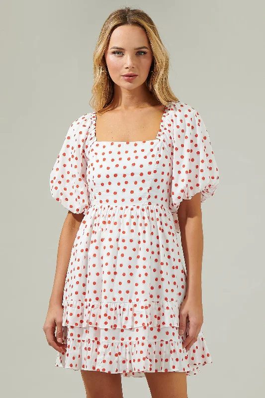 Elegant casual dresses -Paola Dots Poplin Ruffle Mini Dress