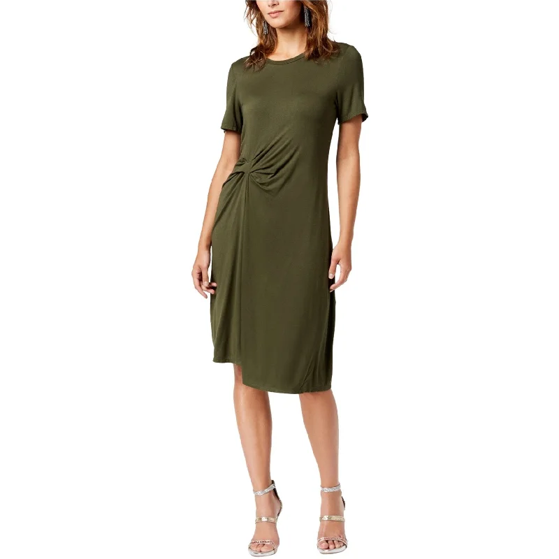 Stylish dresses with long sleeves -Rachel Roy Womens Draped Front Asymmetrical Midi Dress