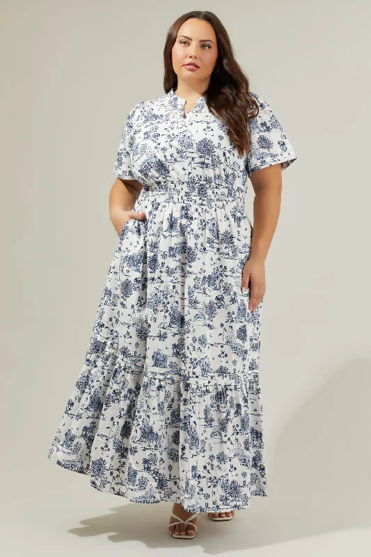 Stylish party dresses for women -Renzo Toile Belraj Poplin Maxi Dress Curve