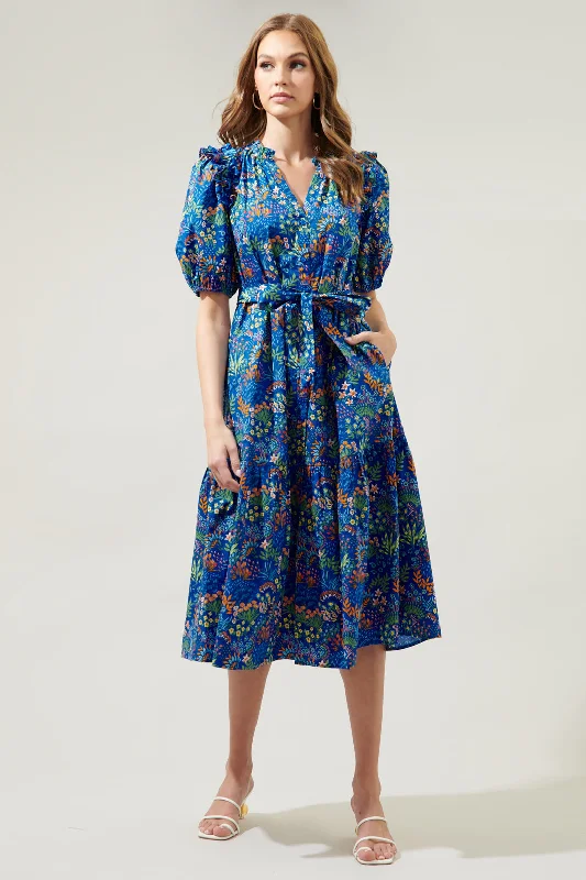 Work dresses for office wear -Ruya Floral Kellie Poplin Midi Dress