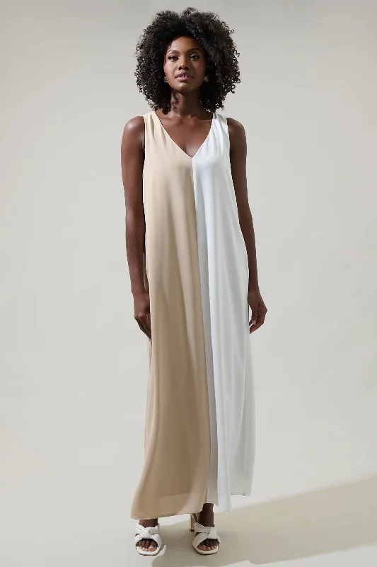 A-line summer dresses -Safford Color Block Shift Maxi Dress