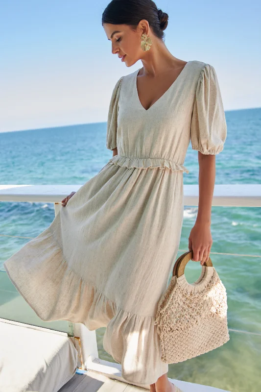 Dresses for anniversary celebrations -Saint Tropez Millie Puff Sleeve Midi Dress