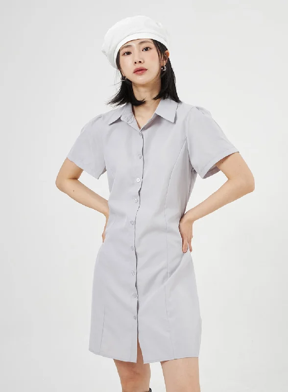 Elegant formal dresses -Short Sleeve Shirt Dress OA307