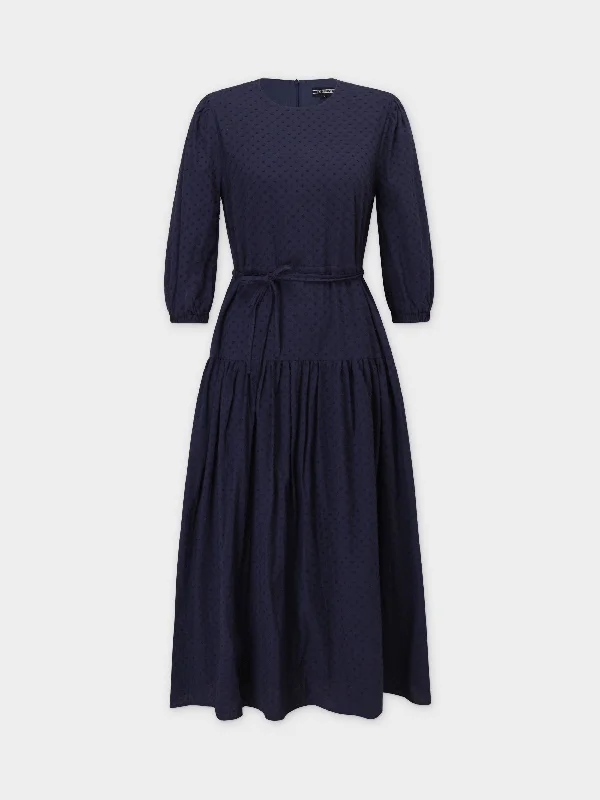 Dresses for garden wedding parties -Side Pull Dress-Navy