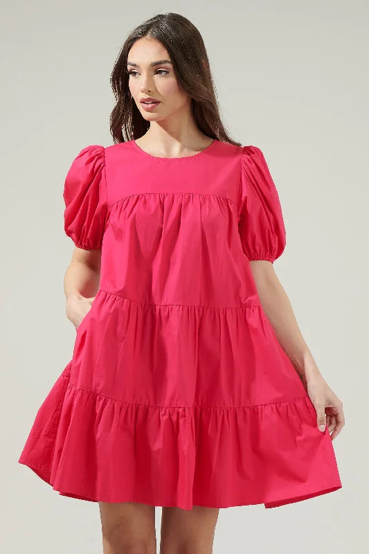 Summer work dresses -Soledad Puff Sleeve Tiered Mini Dress