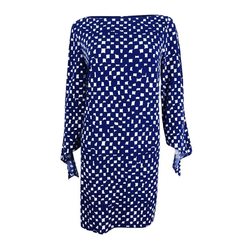 Plus size dresses for women -Tahari ASL Women's Printed Jersey Dress (8, Navy/White)