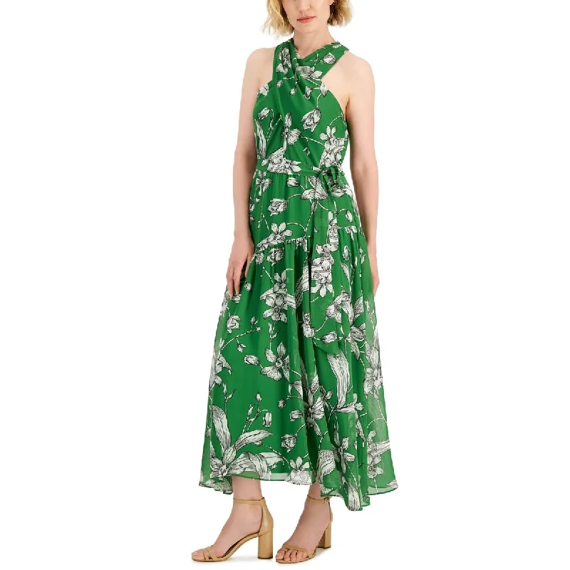 Dresses for fun summer nights -Taylor Women's Printed Crisscross Maxi Dress Green