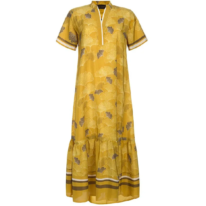 Dresses for special occasions with sequins -PATTERNED MAXI-SILK-DRESS "GINKGO"