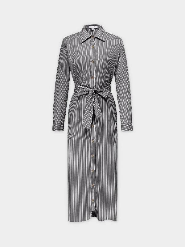 Day dresses for women -Monday Dress-B/W Pinstripe