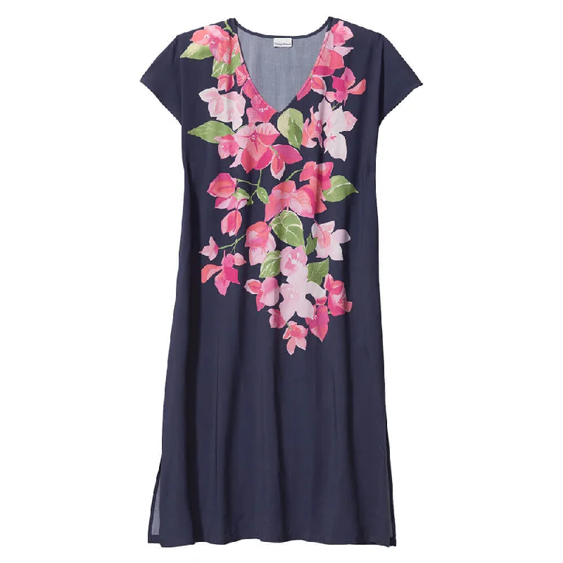 Stretch dresses for women -Tommy Bahama Womens Bougainvillea Caftan Coverup - Mare Navy