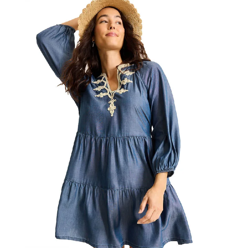 Trendy wedding guest dresses -Tommy Bahama Womens Chambray Embroidered Dress Coverup - Chambray