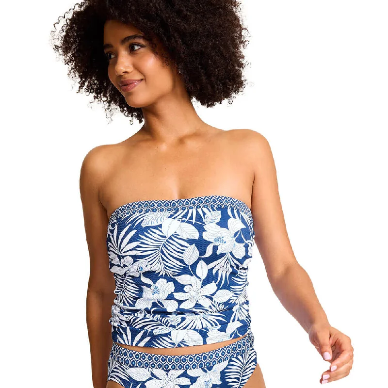 Satin dresses for evening -Tommy Bahama Womens Island Cays Blooms Bandini Top - Indigo Tide