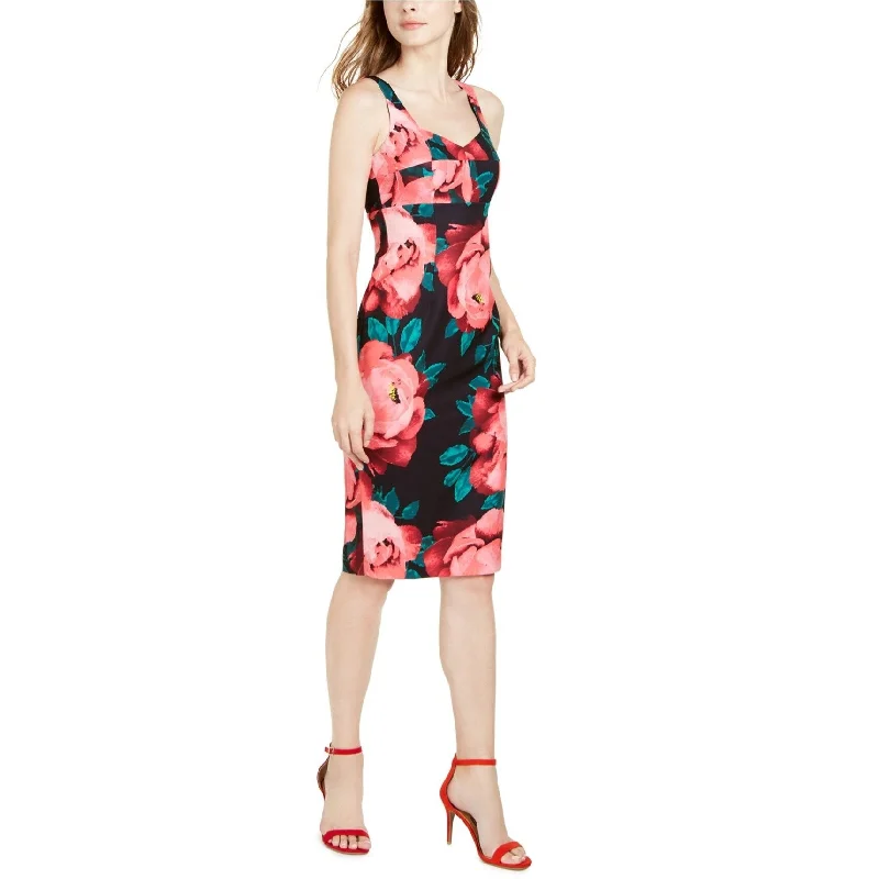 Long maxi dresses for evening -Trina Turk Womens Sweetheart Floral-Print Midi Dress, Black, 6