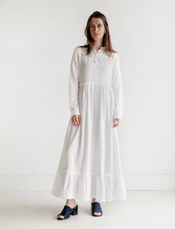 Dress with sleeves -Phyphy Double Thread Khadi Dress White