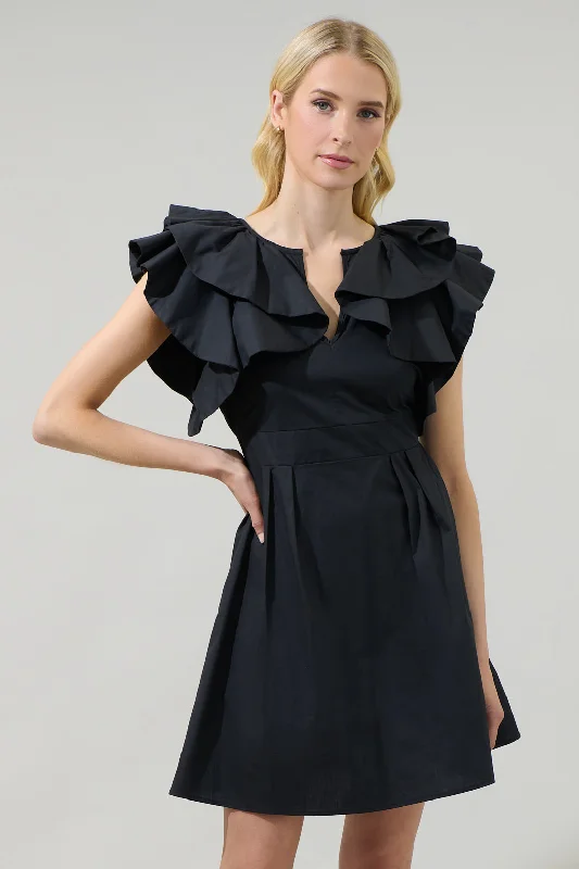 Cocktail dresses with sleeves -Wilma Ruffle Mini Dress