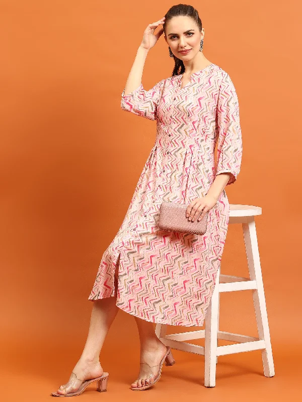 Women's dresses -Women Pink Printed Dress