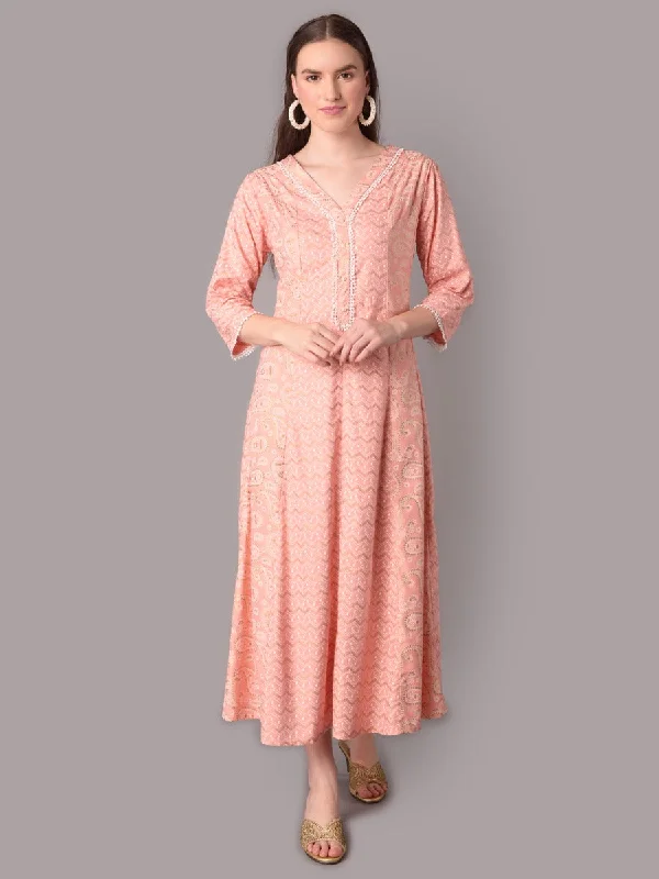 Embellished dresses for women -Women Pink Printed Dress