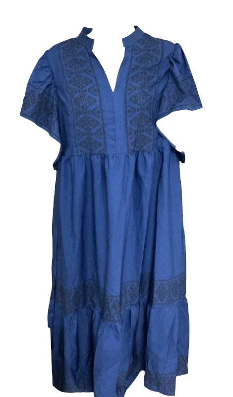 Maxi dresses with sleeves -Women's Dress Blue L