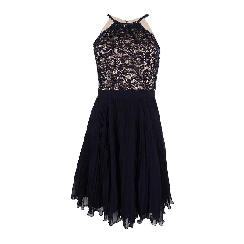 Dresses for Christmas party -Xscape Women's Pleated Lace Fit & Flare Dress