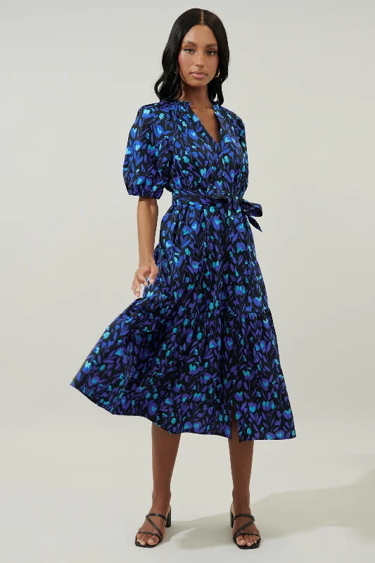 Fancy dresses for women -Zorya Floral Wynette Tiered Midi Dress